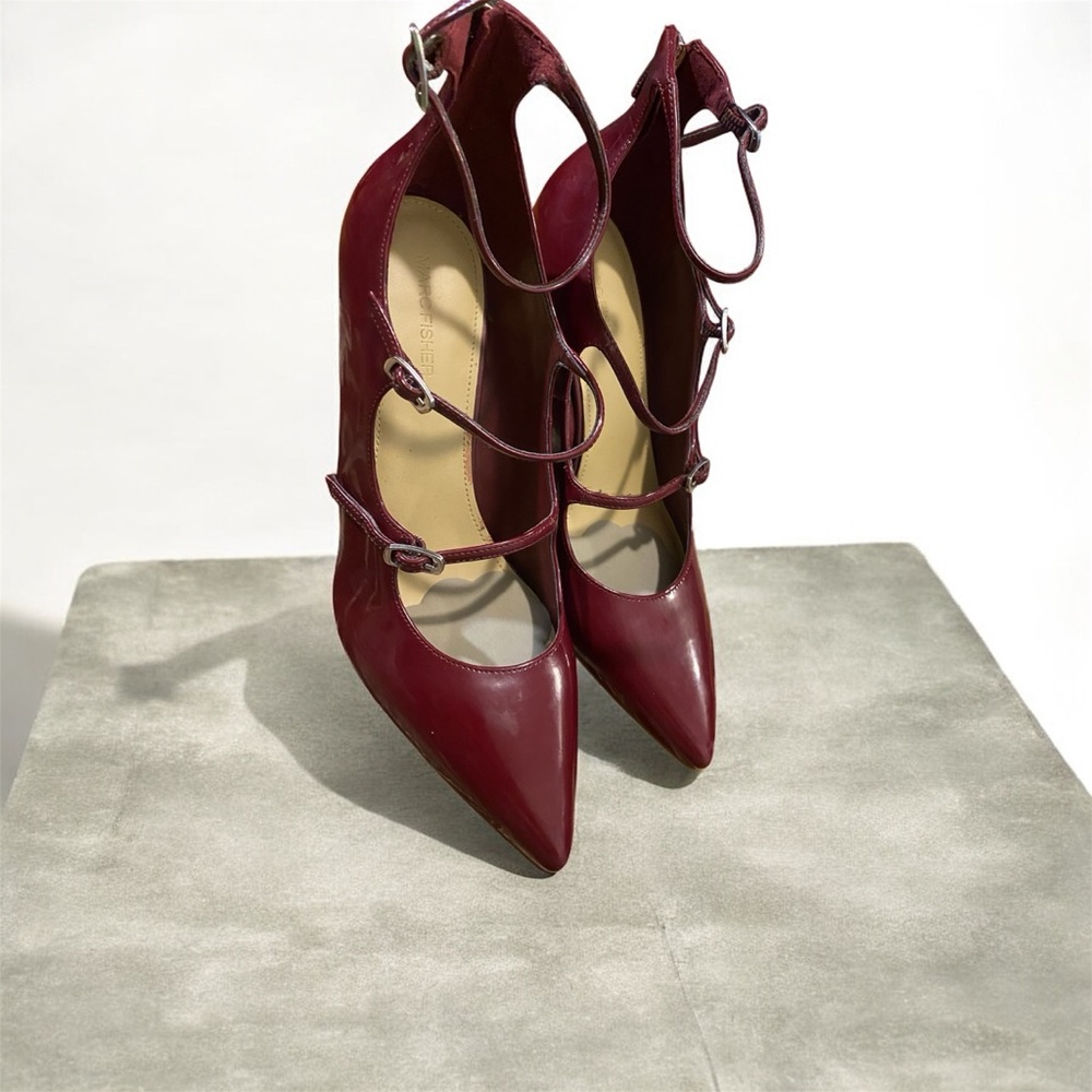 Marc Fisher Deep Red Strappy Heels - Picture 3 of 5